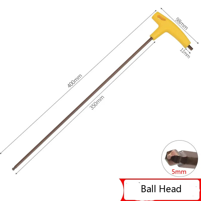 400mm Length 3-10mm Hex Key Wrench  T-Handle Spanner Flat/Ball Head Socket Screwdriver Allen Hex Wrench Hand Tool Extra Long Arm