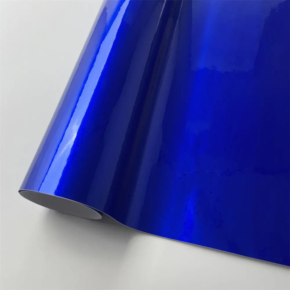 Glossy Candy Blue Vinyl Wrap Film Metallic Waterproof Bubble Free Sticker Decal For Car Accessories Motorcycle Bike DIY Sticker