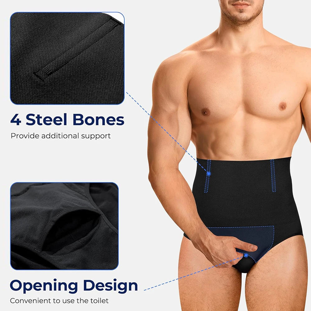 Men's Compression Shorts Tummy Control Butt Lift Underwear High Waist Shapewear Slimming Briefs Body Shaper