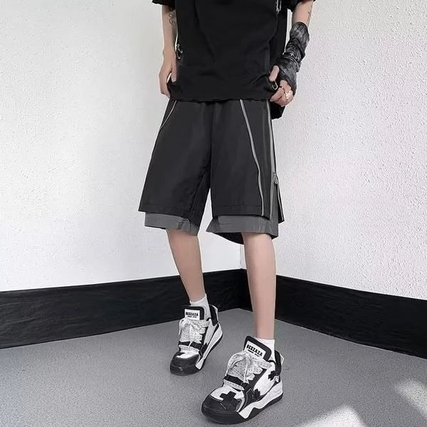 Utility Cargo Shorts Men Summer Military Tactical Zipper Pockets Streetwear Loose Fit Casual Shorts