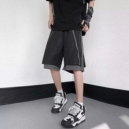 Utility Cargo Shorts Men Summer Military Tactical Zipper Pockets Streetwear Loose Fit Casual Shorts