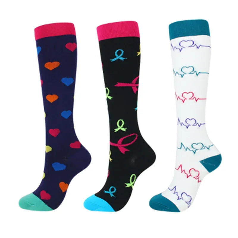 3/5/6 Pairs Compression Socks Exercise Mountaineering Running Sports Socks Elastic Medical Blood Circulation Swelling Nurse Sock