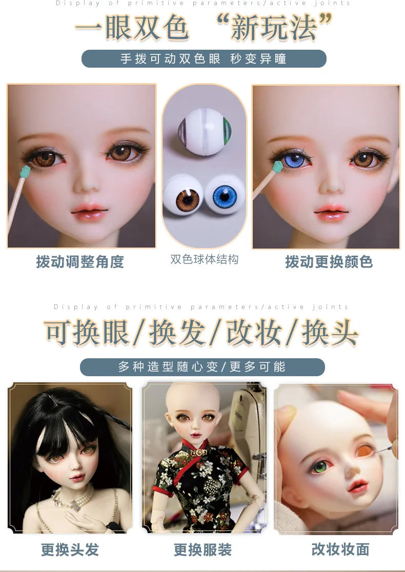 Menghan Bjd Doll Ball Jointed Doll One Third Scale Realistic Fashion Clothes Collectible Handmade Art For Adult Collectors