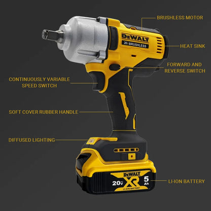 DEWALT DCF900 Brushless Cordless Impact Wrench – 1/2" Compact High Torque 3-Speed Adjustment, Pneumatic Barrel for Tire Removal