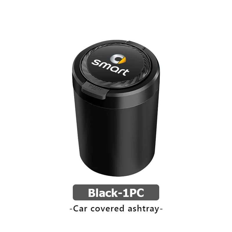 Alloy LED Car Ashtray With Lid Portable Ash Tray Mini Trash Can For Smart Fortwo Forfour 451 453 450 452 454 Forspeed Forjeremy