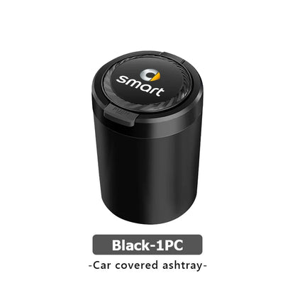 Alloy LED Car Ashtray With Lid Portable Ash Tray Mini Trash Can For Smart Fortwo Forfour 451 453 450 452 454 Forspeed Forjeremy