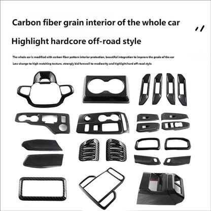 For Ford Ranger P703 T9 XL XLT Wildtrak Raptor 2023-2025 Carbon Fiber Texture Gear Shift Panel Cover Interior Trim Full Set