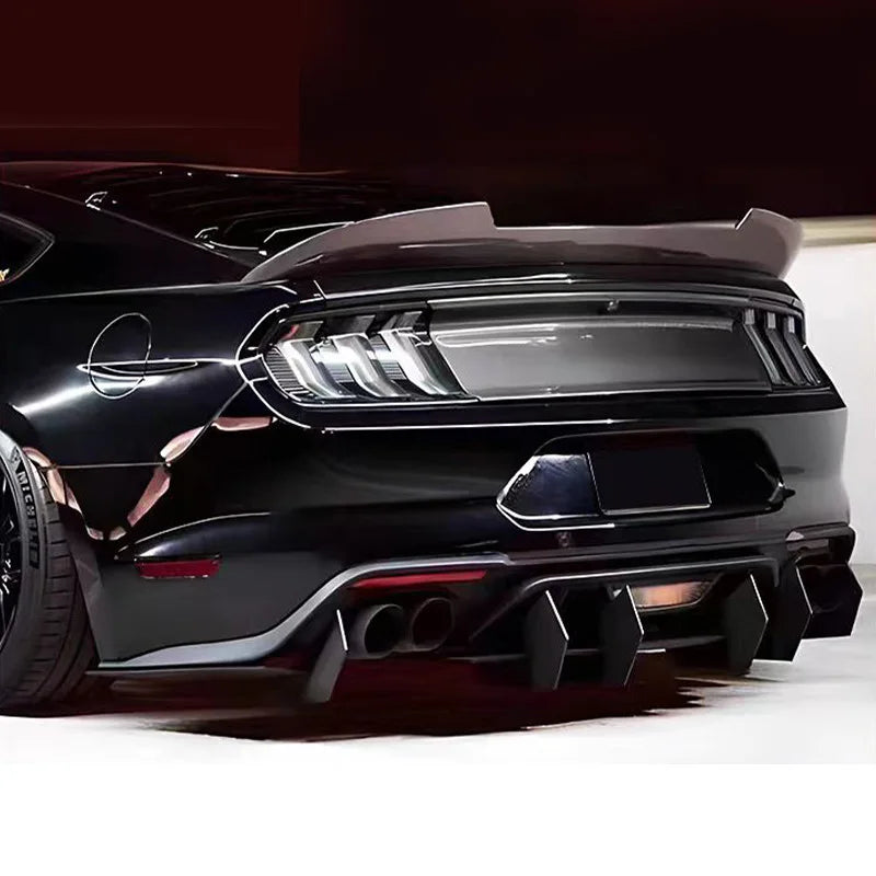 For 2015-2018 2019 2020 2021 Ford Mustang 4 Fins Rear Bumper Diffuser Splitters  Spoilers Lip Auto Accessories Refit Decoration