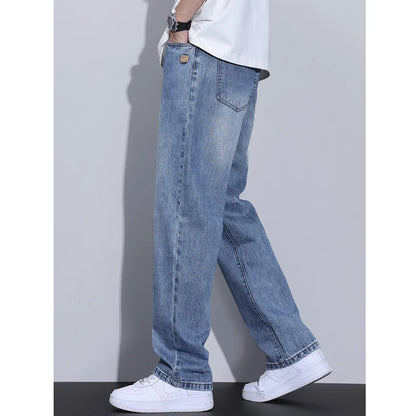 2026 Winter New Men Fashion Vintage Jeans Male Thickened Warm Wide Leg Denim Pants Trend Versatile Straight Leg Trousers
