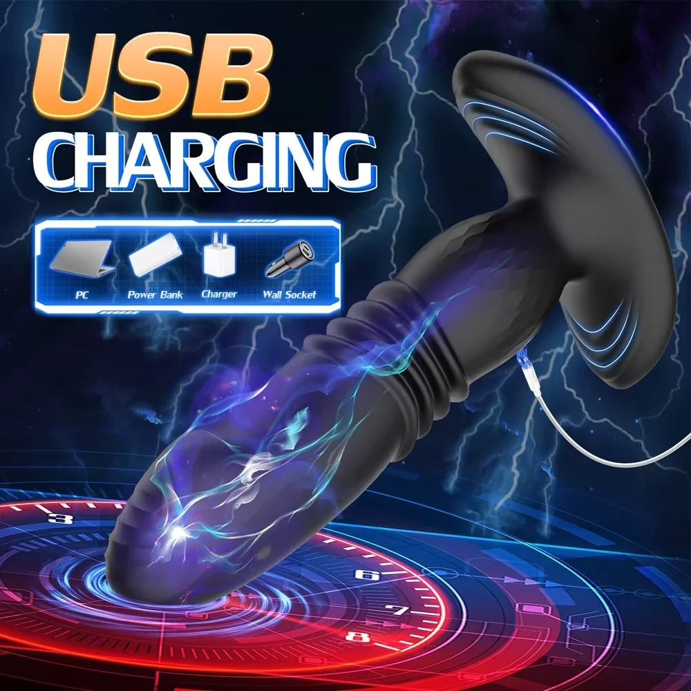 Wireless APP Control Vibrator Telescopic Butt Vibrator for Men Women Thrusting Anal Plug Prostate Massager Cock Ring for Adult