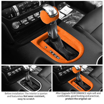 Made of Alcantara For Mustang Car Center Console Gear Shift Panel Trim Sticker and Gear Shift Boot Cover Interior Accessories