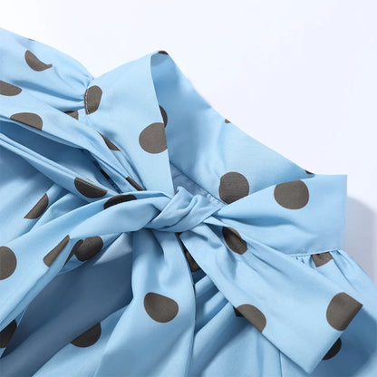 Backless Polka Dot Loose Blouse For Women Long Sleeve High Neck Tops Casual Oversize Shirt 2026 New Lady Y2k Streetwears