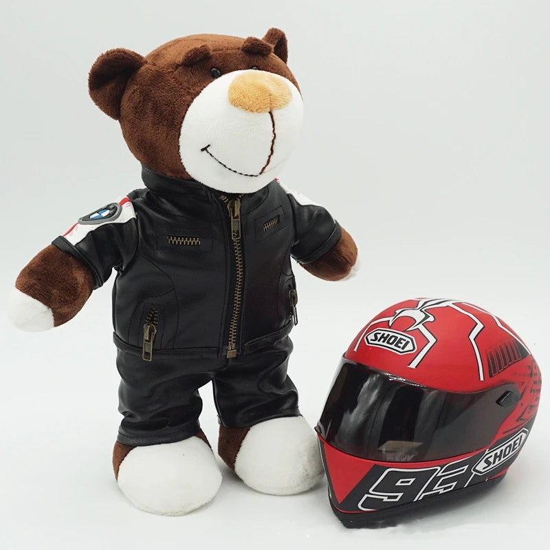 Kawaii helmet and teddy bear motorcycle decorations cute anime filled soft plush toys as gifts for friends during holidays