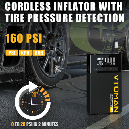 VTOMAN X7 Car Jump Starter 4250A Car Power Bank 4 In 1 with Air Compressor Car Starter Booster for 12V 10L Gas/Diesel