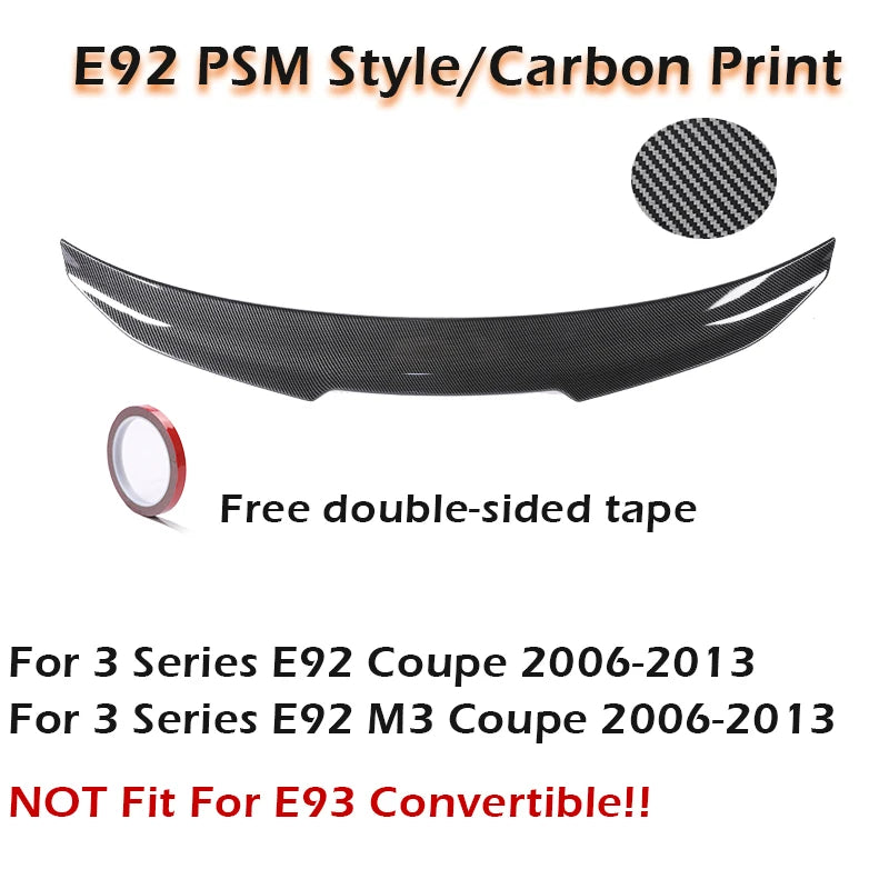 Rear Trunk Spoiler Wing Carbon Fiber M3 M4 MP PSM Style For BMW 3 Series E92 Coupe E93 Convertible M3 2006 -2014 320 325 328 330