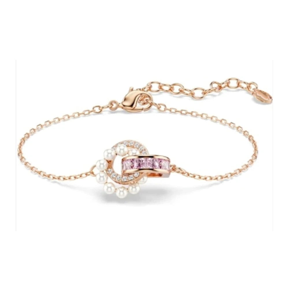 New shoe imitation pearl colored mixed cut crystal inlaid teddy bear pendant exquisite romantic bracelet