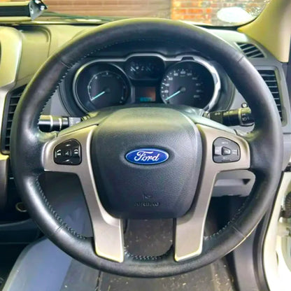 Hand-stitched car Interior Accessories for Ford Ranger 2012-2015 2017 Car Steering Wheel Cover Braid Non-Slip Napa Leather Cover