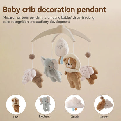 Baby Wooden Crib Mobile Bed Bell Hanging Rattle Toy Newborn Music Box Bed Bell Hanging Toys Holder Bracket Infant Crib Baby Gift