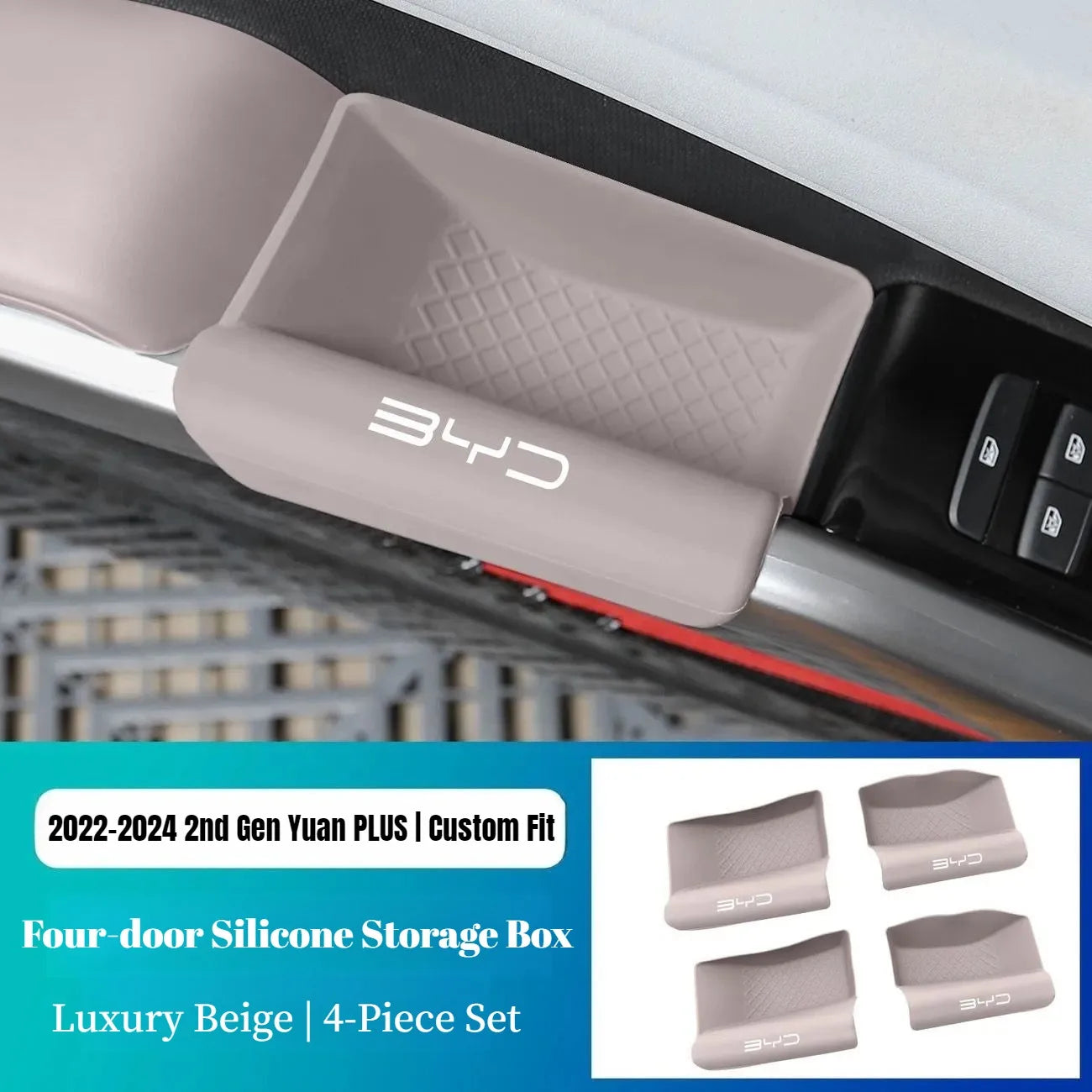 BYD  Atto 3 Silicone Storage Box for Front & Rear Doors, Interior Car Modification Accessories