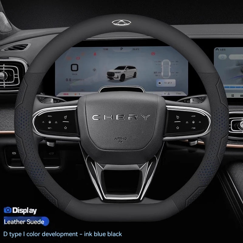 Chery Tiggo 3 4 5 7 7Pro 7 8 Plus Arrizo 7 GX 5x EQ7 Fulwin 2 A3 A5 Carbon fiber Suede Car Steering Wheel Cover Auto Accessories