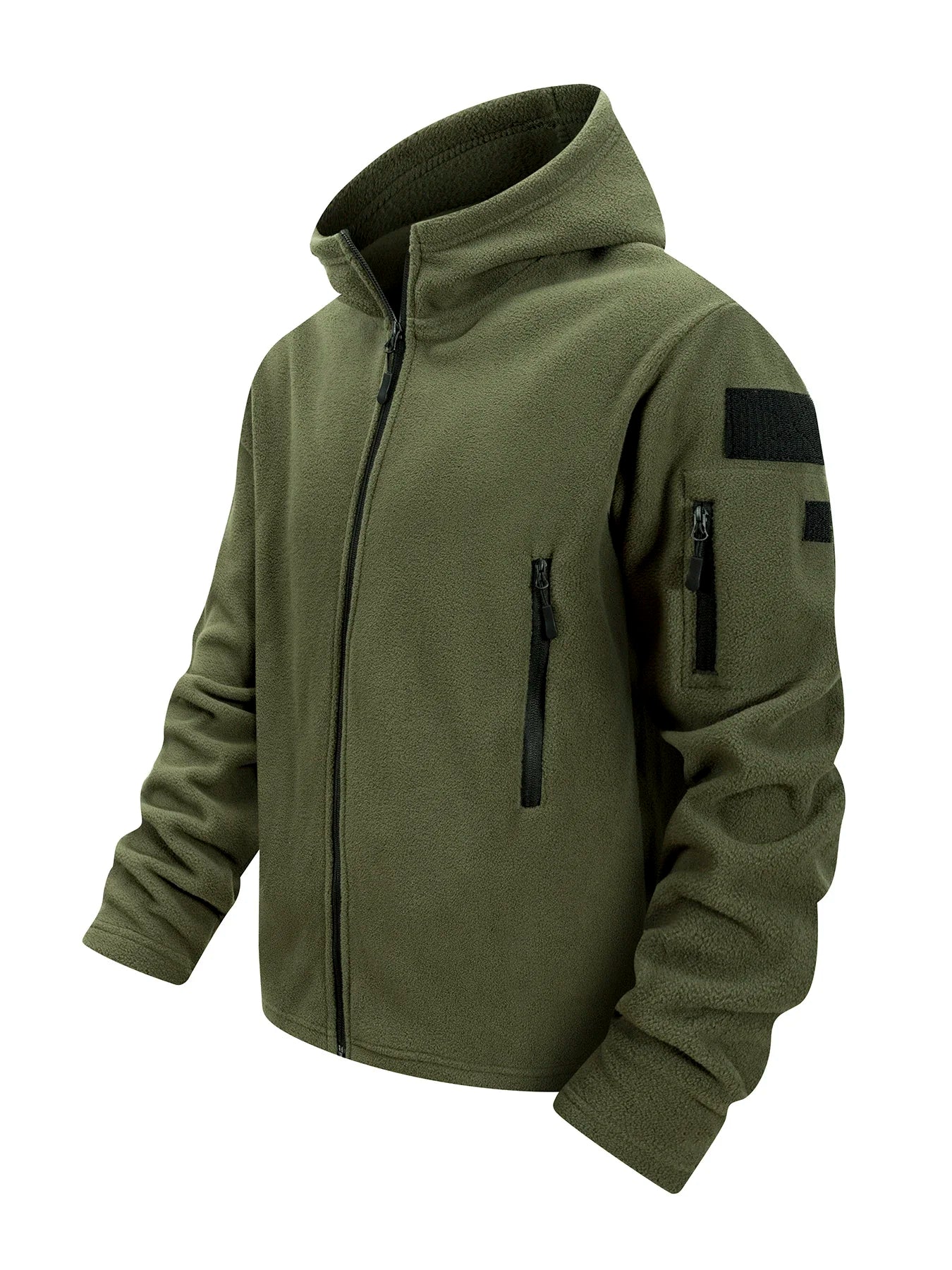 Men's Tactical Fleece Jacket Full Zip Hooded Coat Warm Casual Hoodies Camping Hiking Running Jogger Sports Jacket Men Streetwear