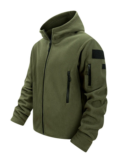 Men's Tactical Fleece Jacket Full Zip Hooded Coat Warm Casual Hoodies Camping Hiking Running Jogger Sports Jacket Men Streetwear