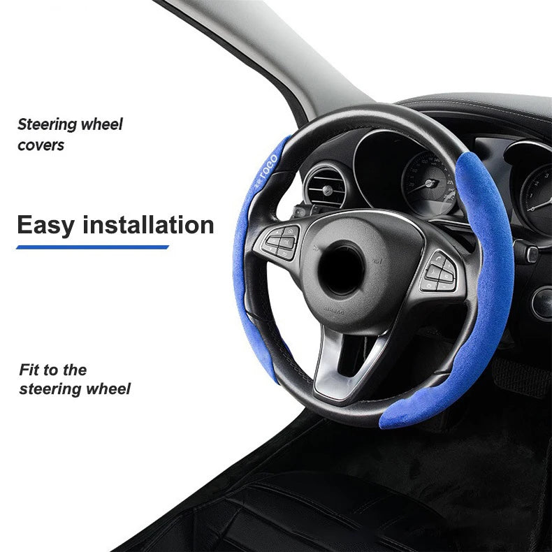 Suede Car Steering Wheel Cover Anti-Slip Protector Shell For Honda Mugen Power Civic Accords CRV Hrv Jazz CBR VTEC VFR Accessory