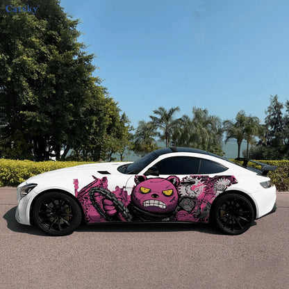 2pcs.Dark Evil Cool Cartoon Zipper Bear & Motorcycle Gear Car Wrap Sticker.Automotive Sticker.car Vinyl Wraps