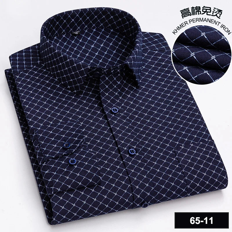 Men's High-quality Fashion Casual Print Plaid Stripe Long Sleeve Shirts Single Pocket Comfort Fit Business Formal Office Blouses