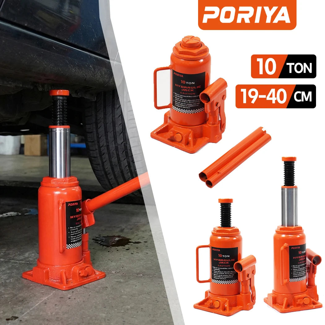 PORIYA 10/12/20 Ton Bottle Jack Hydraulic Lifter Heavy Duty Car Safety Valve 4WD