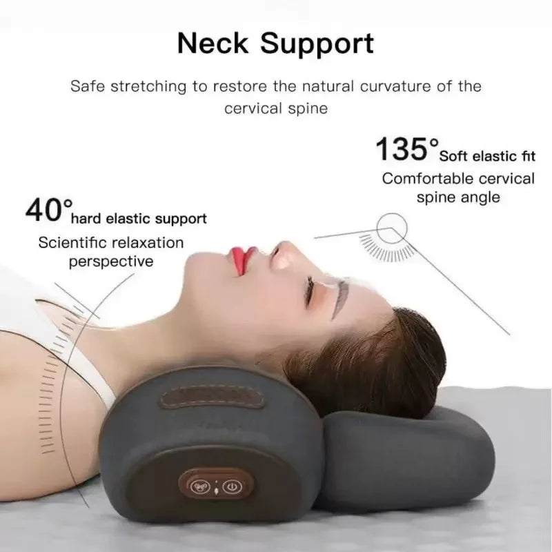 Electric Neck Massage Pillow, Neck Stretcher, Heating, Vibration, Massage, Back Traction, Orthopedic Sleep Pillow Support