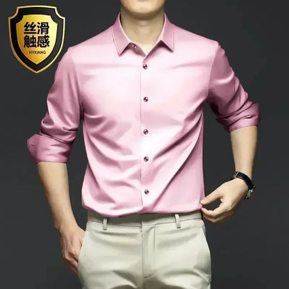 Men's White Shirt Long Sleeve Non iron Business Dress Slim Fit Korean Version Professional Work White Casual Men's Suit Shirt