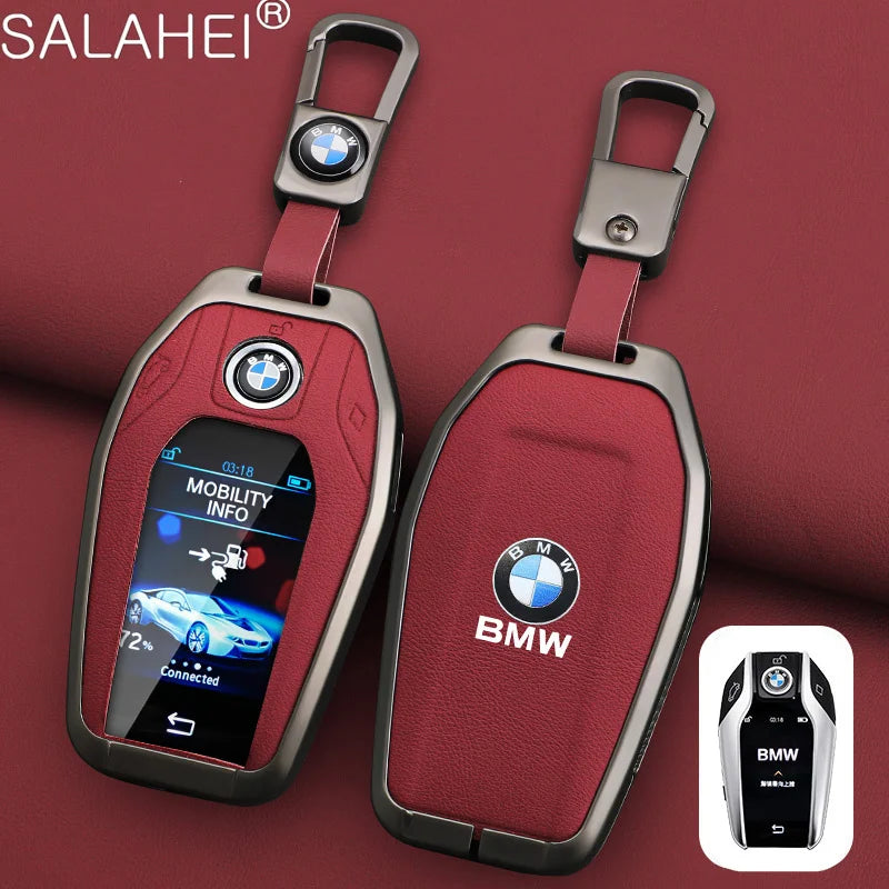 Leather Car Display LED Key Case Fob Cover Shell For BMW 3 5 7 Series G11 G12 G30 G31 X4 X5 X6 X7 i8 G32 G05 G07 X3 Accessories