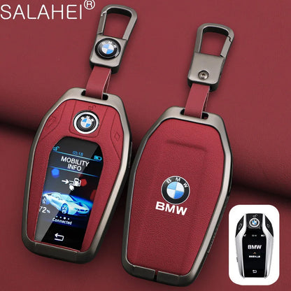 Leather Car Display LED Key Case Fob Cover Shell For BMW 3 5 7 Series G11 G12 G30 G31 X4 X5 X6 X7 i8 G32 G05 G07 X3 Accessories