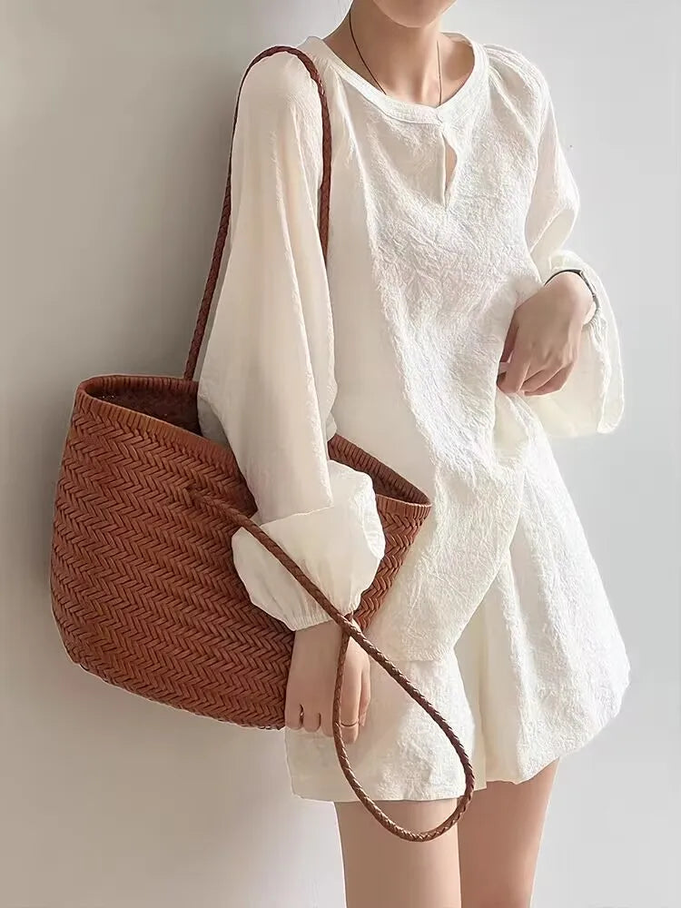 Casual Modal Loose Women's Summer Sun Protection irt And orts Two-Piece Set Faionable Versatile Cotton round Ne Top