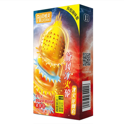 Ultra-Thin Lubricated Condoms Large Particles Ribbed Dotted Granular Passionate Contracepation Sex Toys for Men Penis Sleeves