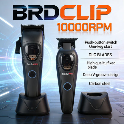 Professional BRDCLIP Hair Clipper 10000RPM Magnetic Motor High Power Hair Cutting Machine DLC Blade Barber Trimmer for Man