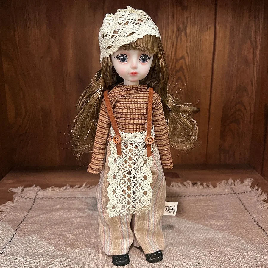 30cm 1/6 Fashion Girls Dress Up Doll Movable 20 Joints Cute Sweet Face Festival Gift with Clothes Shoes BJD Princess Doll Toy
