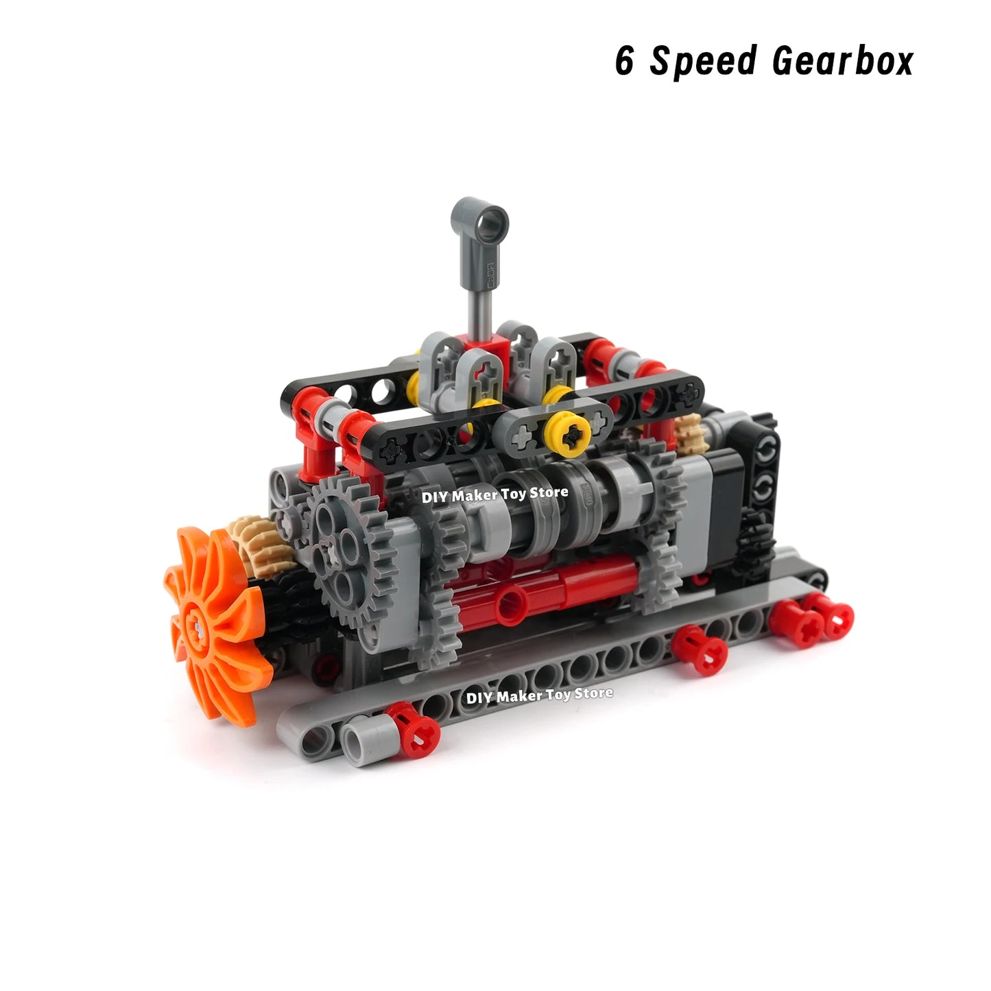 MOC Super V8 Engine Simulation Model Building Blocks Technology Car Parts 6 Speed Gearbox Power Motor Battery Box Boys Toys Gift