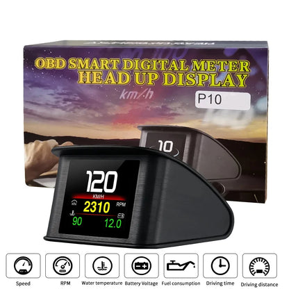 Car Head Up Display On-board Computer Car Digital OBD2 Mileage OBD Driving Computer Display Speedometer Temperature Gauge