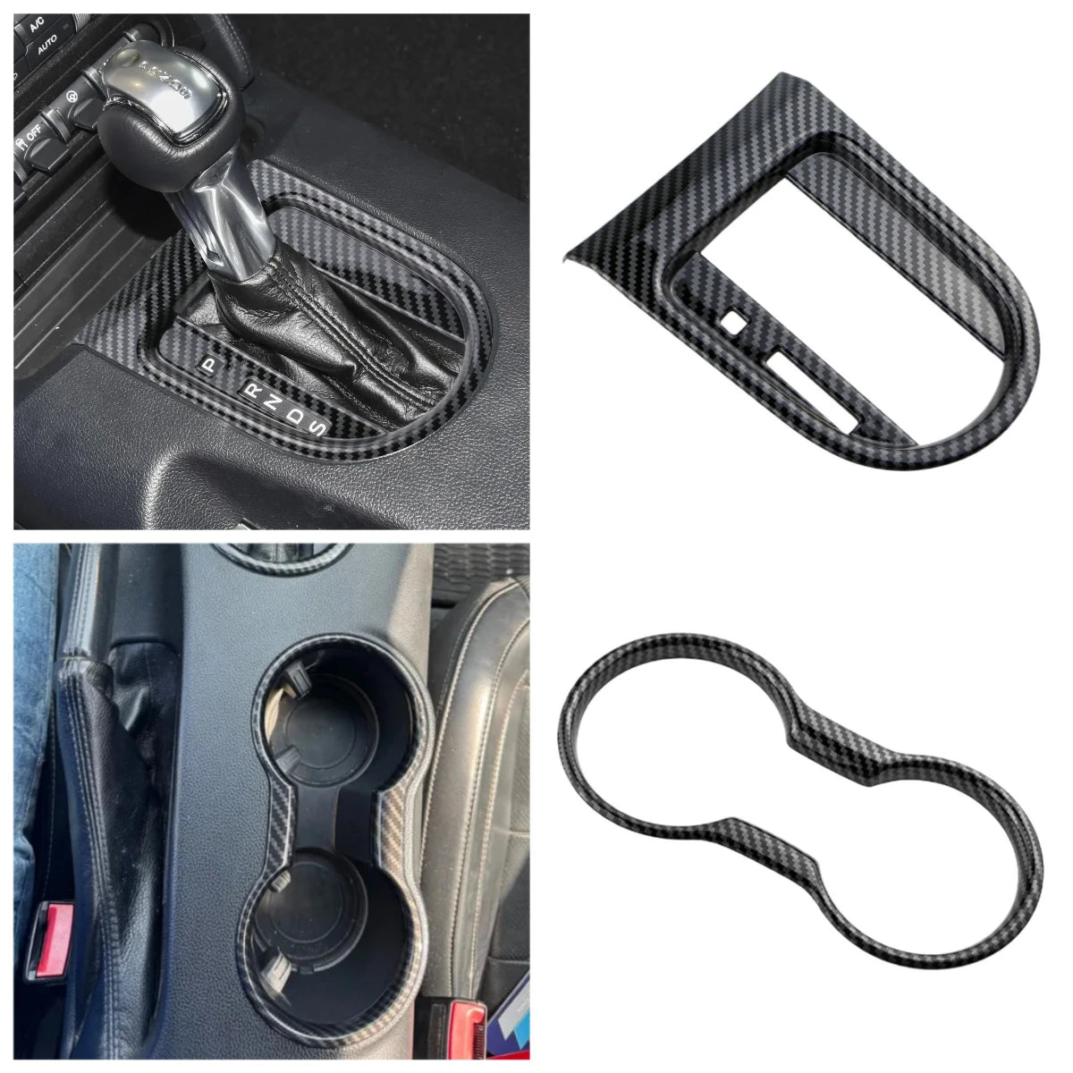 Car Front Water Cup Holder Gear Shift Decoration Cover for Ford Mustang 2015 2016 2017 2018 - 2023 AT LHD Interior Accessories