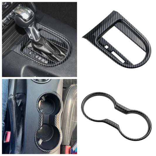 Car Front Water Cup Holder Gear Shift Decoration Cover for Ford Mustang 2015 2016 2017 2018 - 2023 AT LHD Interior Accessories