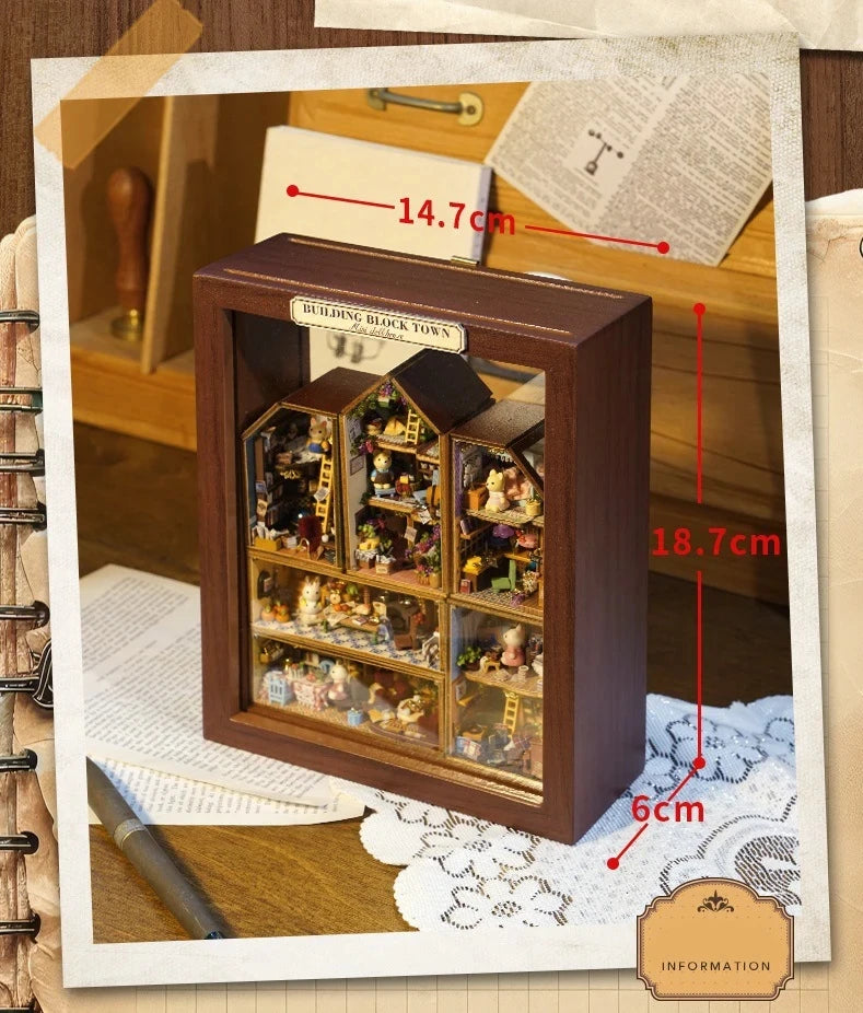 Case Wooden Miniature Doll House DIY maiso Handmade Assembly Model Building Kit 3D Puzzle Toy Birthday Gift Dollhouse Miniatures