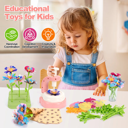 Handmade DIY Simulation Bouquet Set Embossing Machine Toys DIY Flower Craft Kit Parent Child Interactive Puzzle Toys Girls Gifts