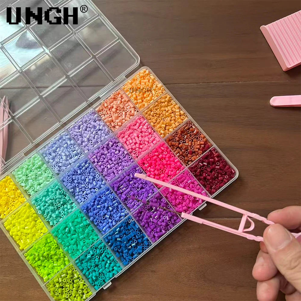 UNGH 40000pcs 2.6mm Perler Mard Bean Box with 4pcs baseplate Fusion Bean Handmade DIY Jewelry Bracelet Earrings Accessories