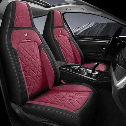 1pc Hooded Car Seat Cover - Premium Linen Texture for All-Season Comfort & Breathability, Universal Design for Sedans, SUVs