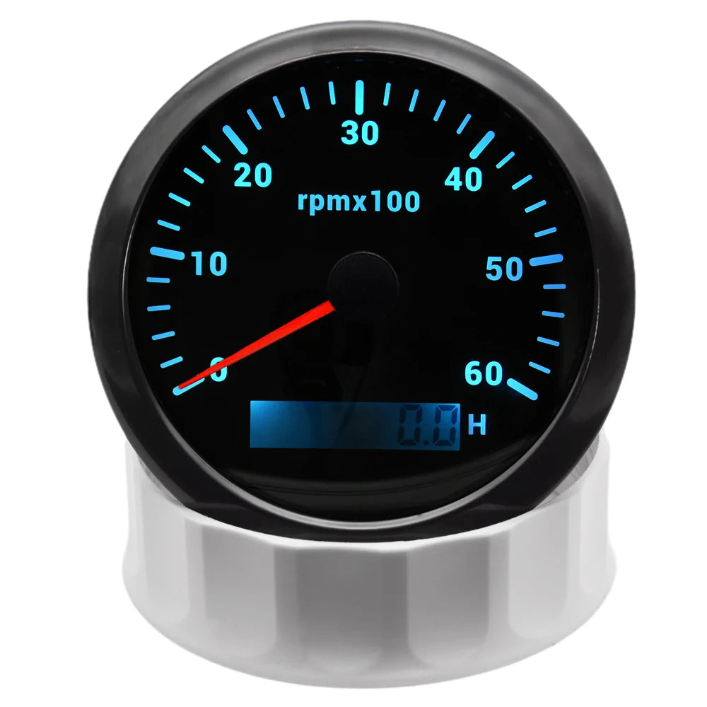 AD 85MM Tachometer with LCD Hour Meter For Marine Boat Car RPM Gauge 0-3000 4000 8000 RPM Meter Tach Sensor 7Colors Backlight