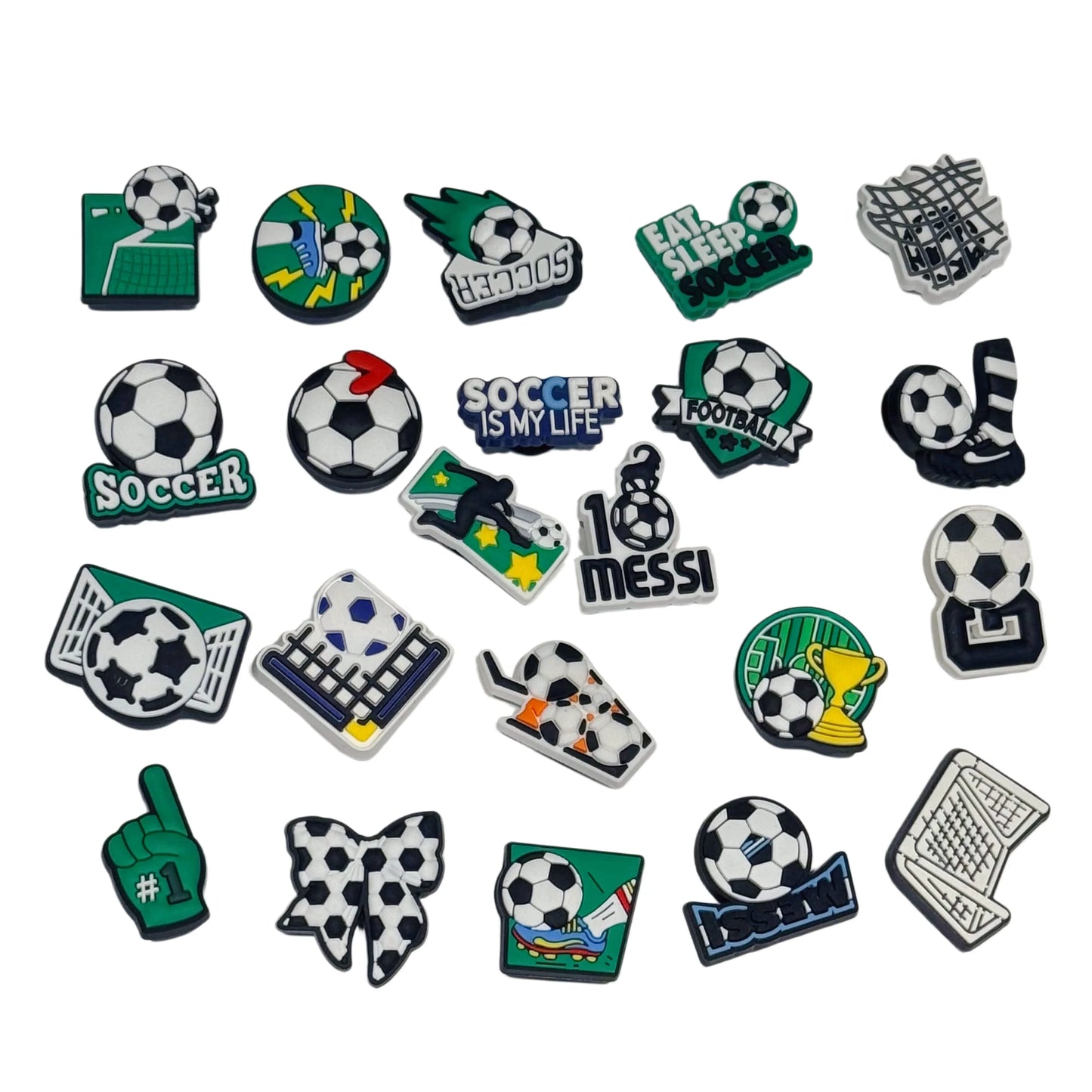 22-100Pcs Soccer Sport Series PVC Shoe Accessories Football Goal Slipper Buckle Charms DIY Kids Favorite Wristband