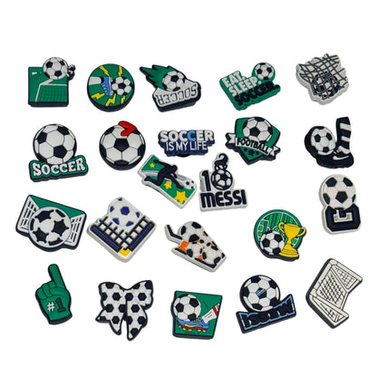 22-100Pcs Soccer Sport Series PVC Shoe Accessories Football Goal Slipper Buckle Charms DIY Kids Favorite Wristband