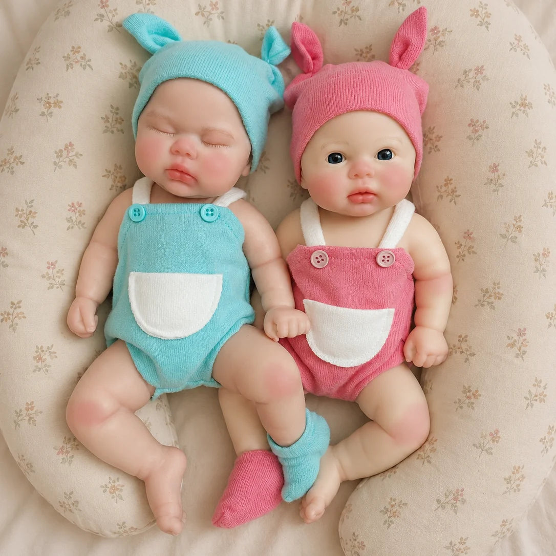 12 Inch Cuddly Open Mouth bebê reborn de silicone sólido Girl & Boy Doll With Painted Skin Soft & Flexible Newborn  Doll